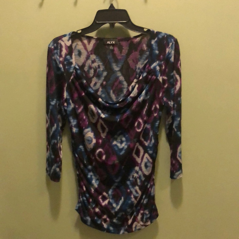Alyx Fitted Ruched Blouse Blue Purple